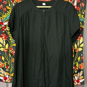 Old Navy XL Black Button-down Short Sleeve Blouse